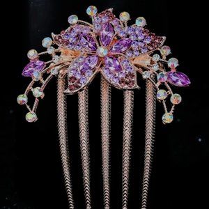 RHINESTONE HAIR COMB in Amethyst
